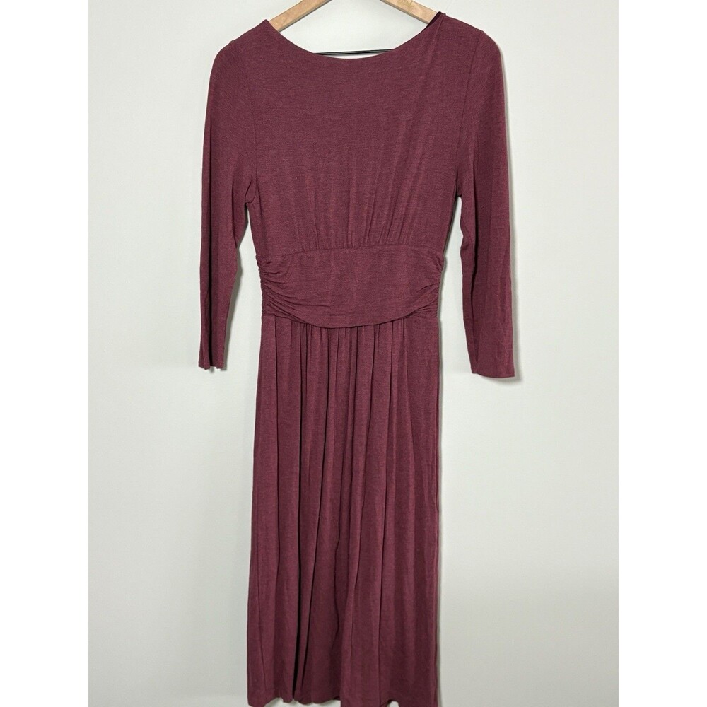 Maeve Anthropologie Galena Dress Women Small Burgundy Midi 3/4 Sleeve Boho - Picture 7 of 7